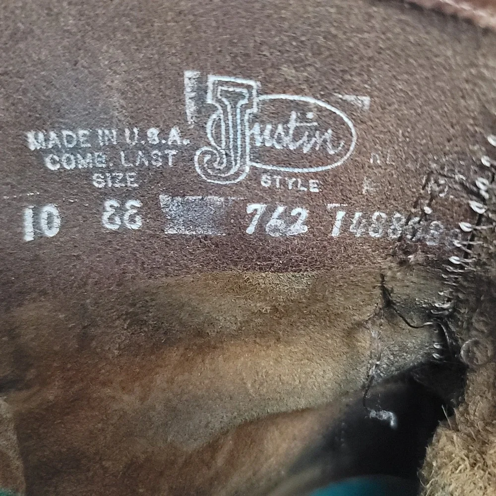 Justin Workboots Mens 10 EE Brown Leather Lace Up Double Comfort 762 USA Made